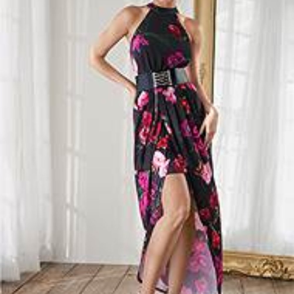 VENUS Halter Hi Low Floral Dress Sz S